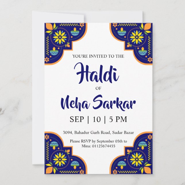 Haldi-ceremonininbjudan Inbjudningar (Framsida)