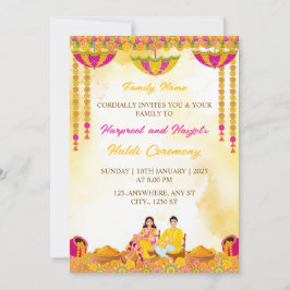 Haldi Ceremony Invitation, Maiyan Ceremony Card Inbjudningar