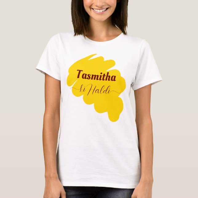 Haldi ceremony ki haldi matchande personlig t shirt (Framsida)