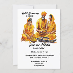 Haldi-familjefeminje möhippa välsignelse, turmeric inbjudningar