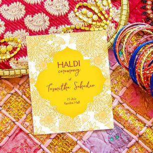 Haldi gula blommor budgetinbjudan