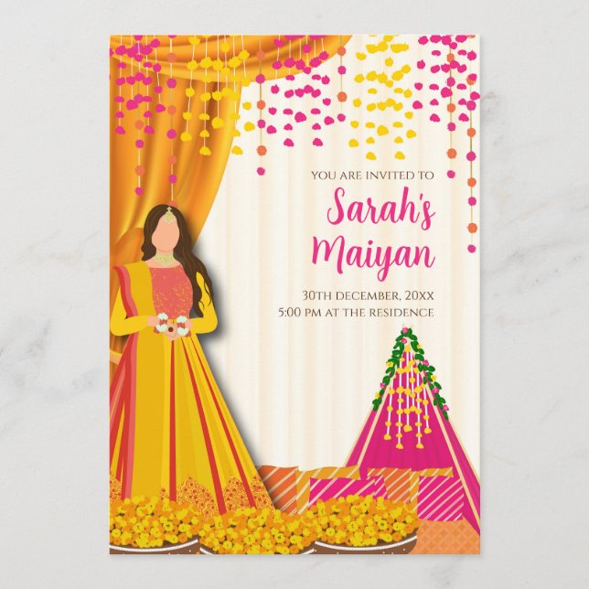 Haldi inbjuder Maiyan inbjudan, Haldi inbjudan (Framsida)