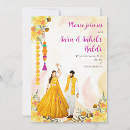 Haldi-inbjudningar & hinduiska bröllopsinbjudninga inbjudningar