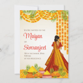Haldi-inbjudningar & Pithi-inbjudningar Maiyan-inb Inbjudningar