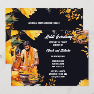 Haldi Indian rening Cerony turmeric blommigt Inbjudningar