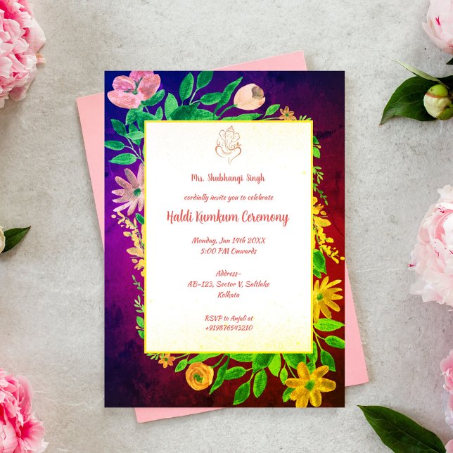 Haldi Kumkum-ceremoni Inbjudningar (Skapare uppladdad)