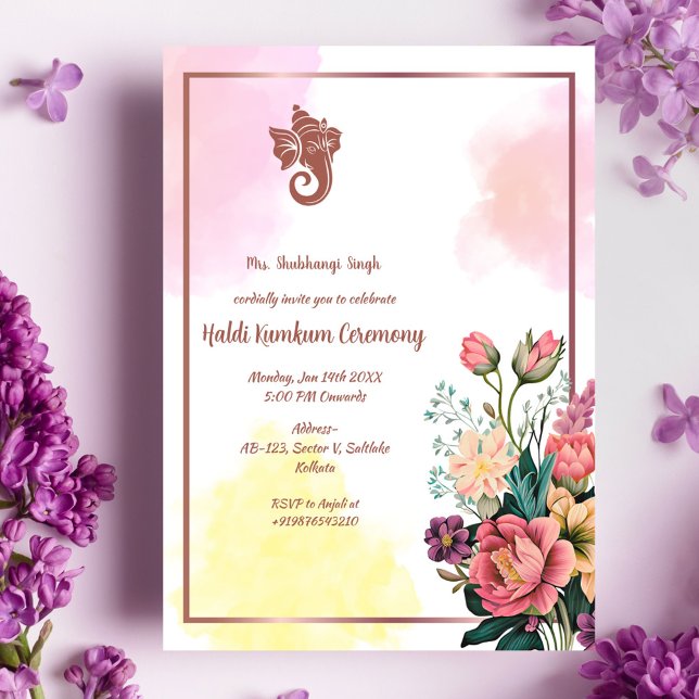 Haldi Kumkum-ceremoni Inbjudningar (Skapare uppladdad)