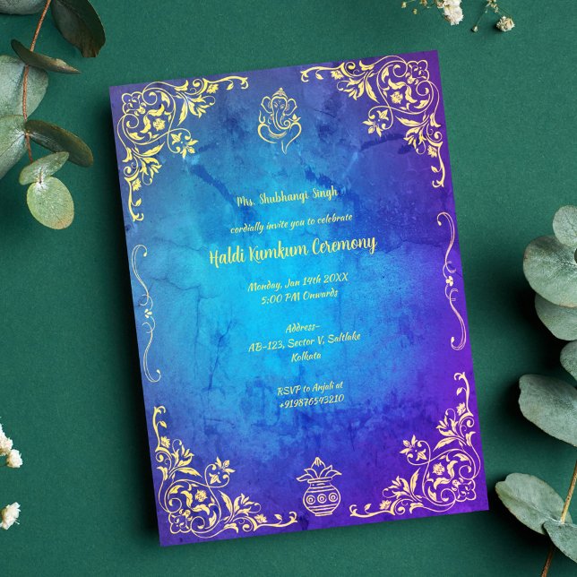 Haldi Kumkum-ceremoni Inbjudningar (Skapare uppladdad)