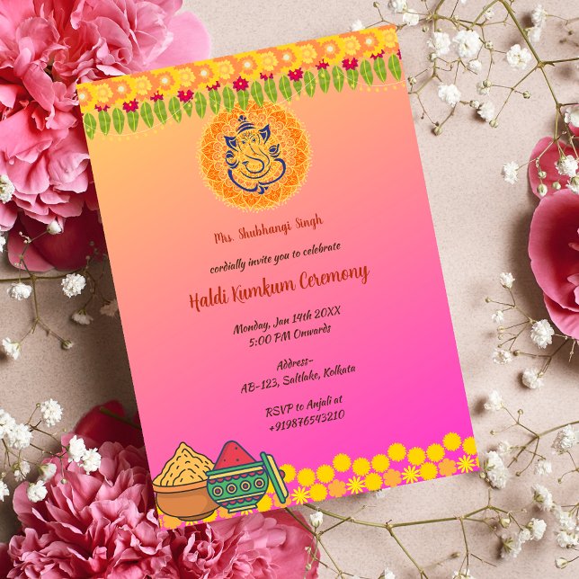 Haldi Kumkum Ceremonin Inbjudningar (Skapare uppladdad)