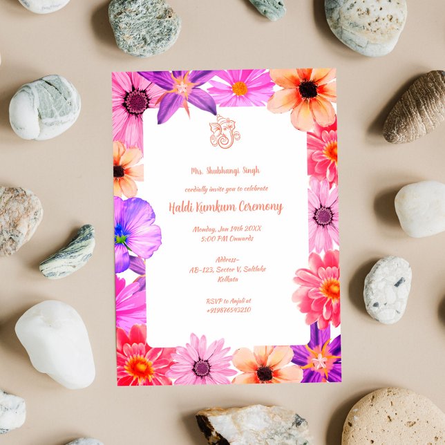 Haldi Kumkum-ceremonin Inbjudningar (Skapare uppladdad)