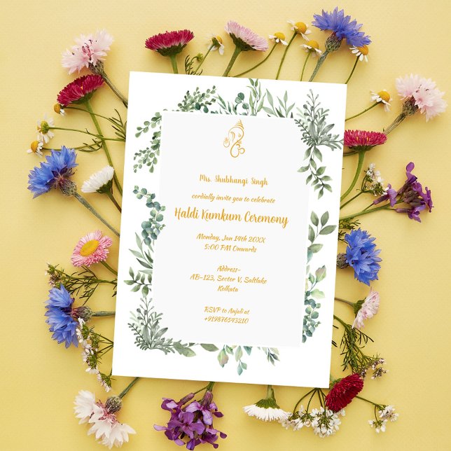 Haldi Kumkum-ceremonin Inbjudningar (Skapare uppladdad)