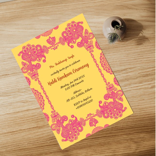 Haldi Kumkum Ceremony Inbjudningar (Skapare uppladdad)