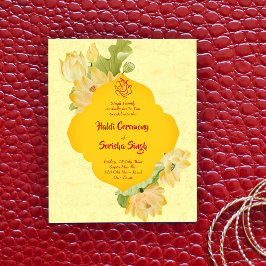 Haldi pithi gult lotus blommor budget inbjudan