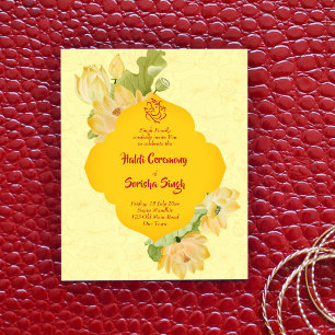 Haldi pithi gult lotus blommor budget inbjudan