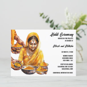 Haldi turmeric Indian pre bröllop ceremony elegant Inbjudningar