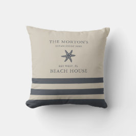 Hale Blue and Beige Starfish Family Beach House Kudde