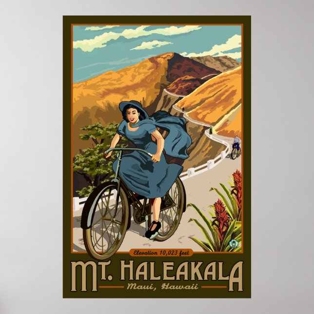 Haleakala Bicycle Rides Hawaii Poster (Framsidan)