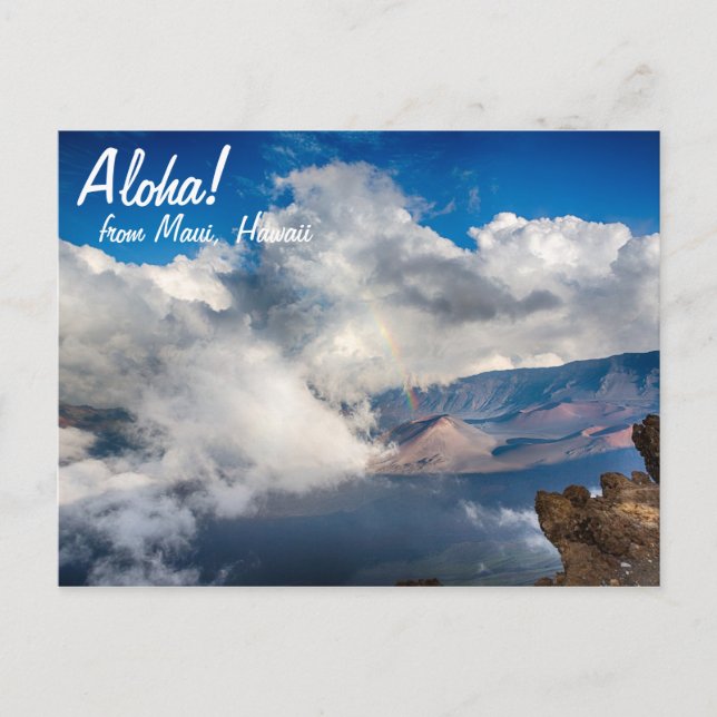 Haleakala Crater med Rainbow på Maui, Hawaii Vykort (Framsida)