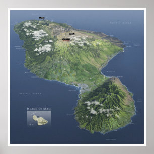 Haleakala kartaaffisch poster