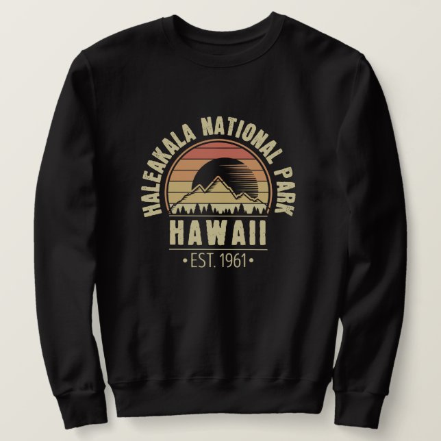 Haleakala nationalpark Hawaii Retro Lång Ärmad Tröja (Design framsida)