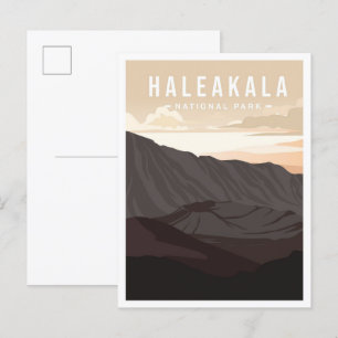 Haleakala nationalpark Hawaii Travel Illustration Vykort