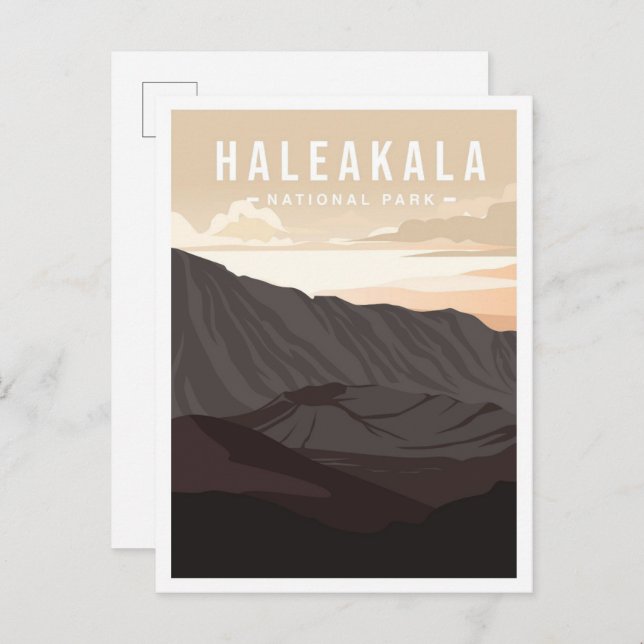 Haleakala nationalpark Hawaii Travel Illustration Vykort (Fram/baksida)
