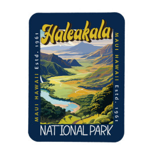 Haleakala nationalpark Illustration Distress Magnet