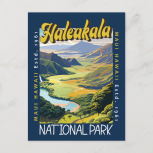 Haleakala nationalpark Illustration Distress Vykort