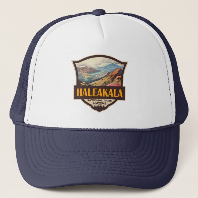 Haleakala nationalpark Illustration Retro Badge Keps (Framsida)
