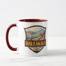 Haleakala nationalpark Illustration Retro Badge Mugg
