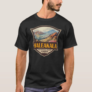 Haleakala nationalpark Illustration Retro Badge T Shirt