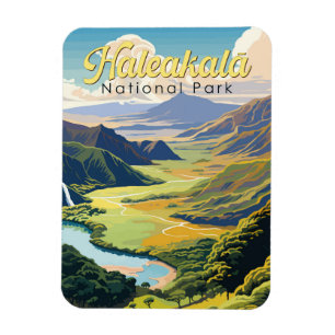Haleakala nationalpark Illustration Retro Magnet