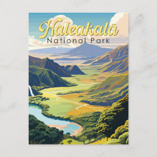 Haleakala nationalpark Illustration Retro Vykort