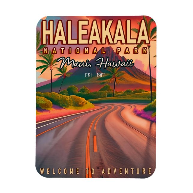 Haleakala nationalpark Maui Road Volcano Vintage Magnet (Vertikal)
