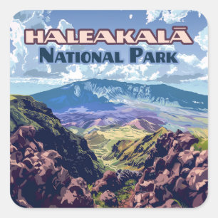 Haleakala nationalpark Maui Volcano Hawaii Fyrkantigt Klistermärke