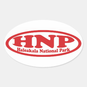 Haleakala nationalparkens röda ovaldekaldeal ovalt klistermärke