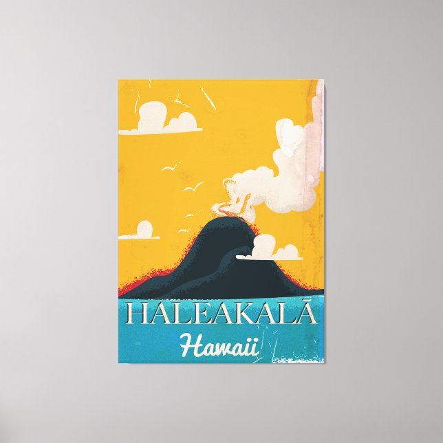 Haleakalā vulkan vintage Hawaii reseaffisch Canvastryck (Framsida)