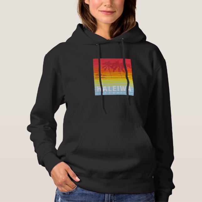 Haleiwa Hawaii Retro Sunset Handflatan Träd T Shirt (Framsida)