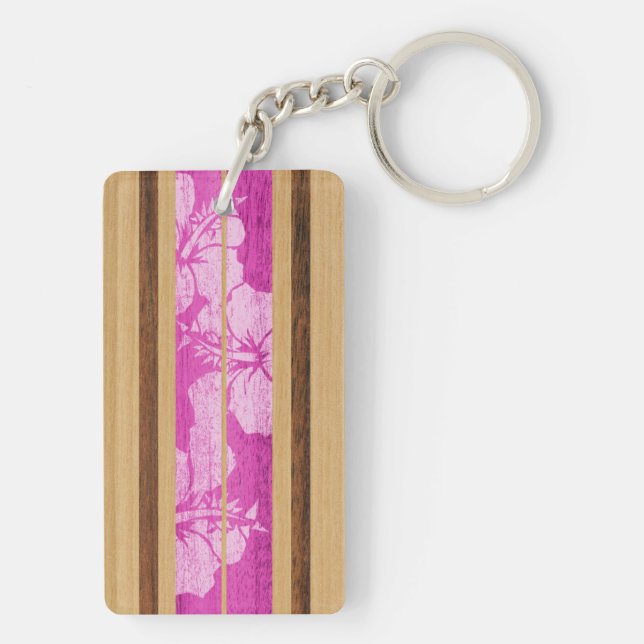 Haleiwa Surfboard Hawaiian Faux Wood Keychains (Baksidan)