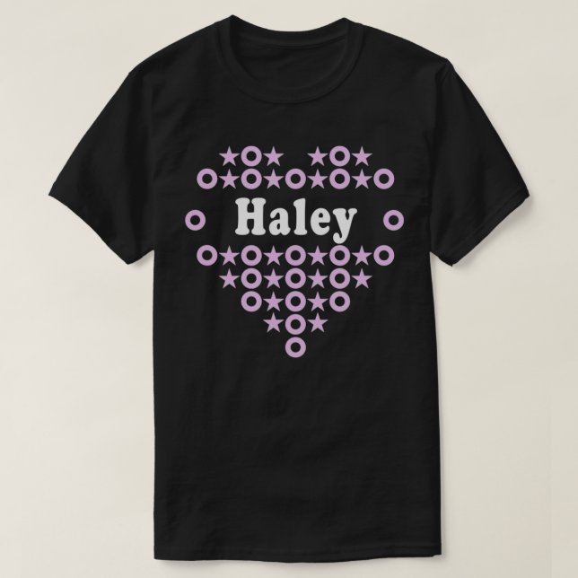 Haley Namn för Girls Women Heart Hugs Stars för Ki T Shirt (Design framsida)