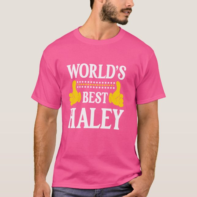 Haley Surname Funny Team Family Efternamn World's T Shirt (Framsida)