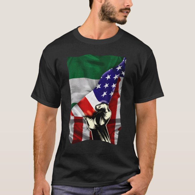 Half American Flag Nigerian ROOTS USA Flag Nigeria T Shirt (Framsida)