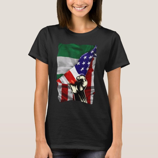 Half American Flag Nigerian ROOTS USA Flag Nigeria T Shirt (Framsida)