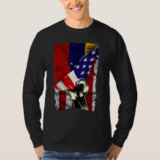 Half American Flag Venezuelan ROOTS USA Flag Venez T Shirt