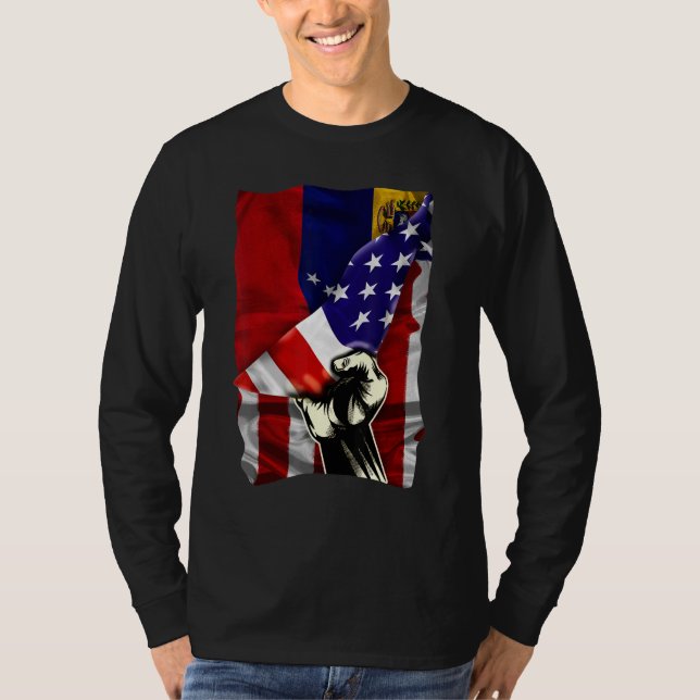 Half American Flag Venezuelan ROOTS USA Flag Venez T Shirt (Framsida)