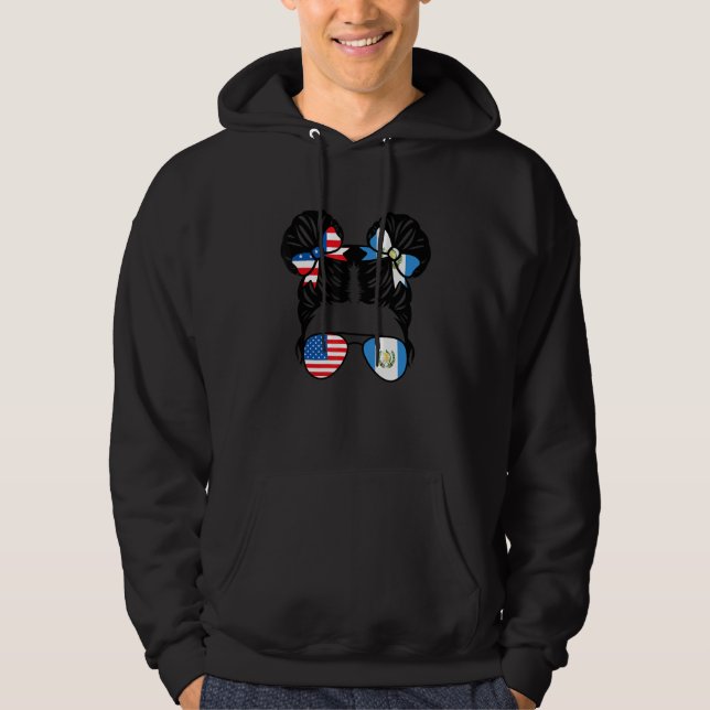 Half American Guatemalan Girl USA Guatemala Flag P Hoodie (Framsida)