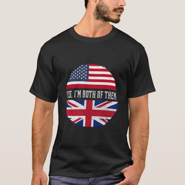 Half American Half British Usa Flag United Kingdom T Shirt (Framsida)