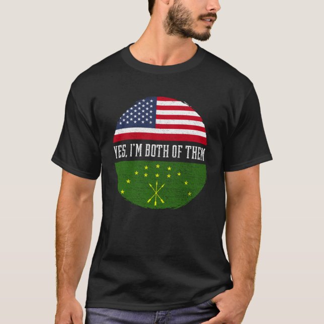 Half American Half Circassians USA Flag Circassian T Shirt (Framsida)