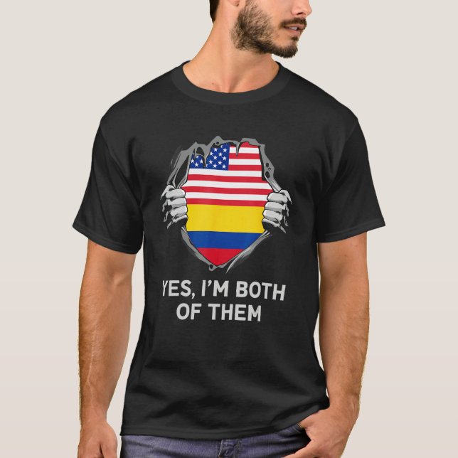 Half American Half Colombian USA Colombia Flag Men T Shirt (Framsida)
