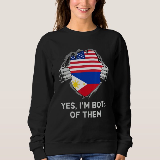 Half American Half Filipino USA Philippines Flag M T Shirt (Framsida)